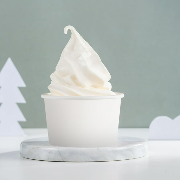 KONTONTY Disposable Paper Dessert Cups for Ice Cream Shops and Parties 3oz White