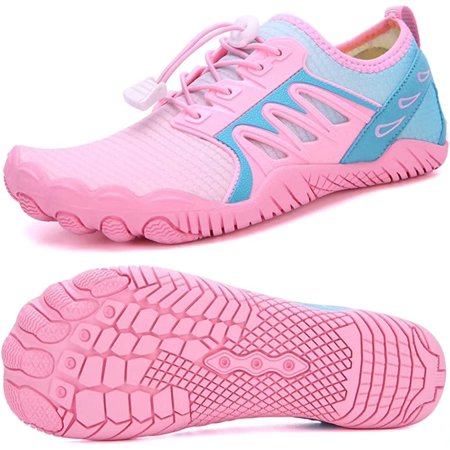 

Mens Womens Water Shoes Quick-Drying Beach Swimming Shoes Pink Women US 7