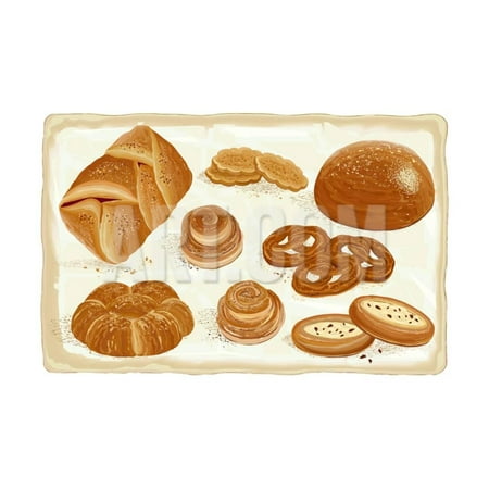 Illustration of Baked Goods and Bread Products. All Objects are Grouped. Eps8 Print Wall Art By