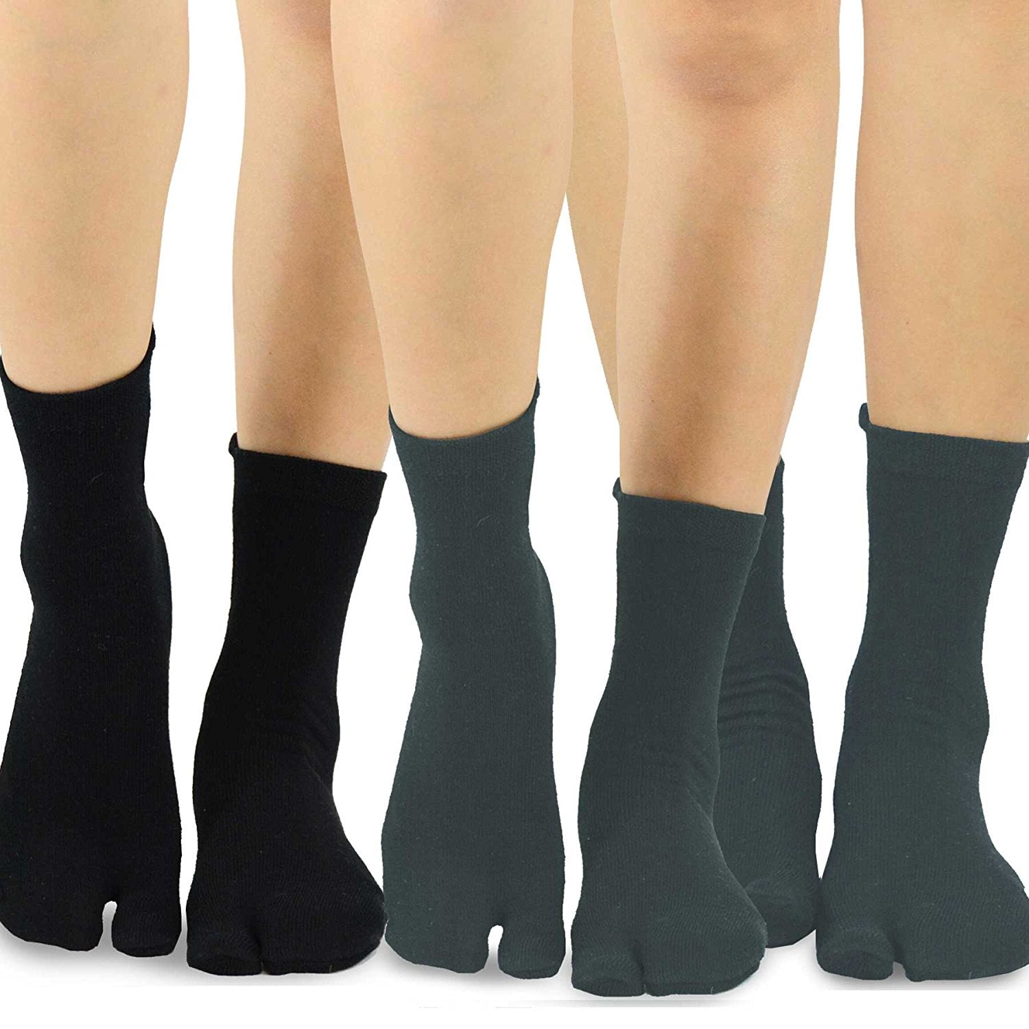 TeeHee Flip Flop Big Toe Cotton Socks 3-Pairs Pack (Black/Charcoal ...