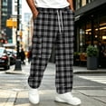 thumbnail image 7 of GrmtClth Men's Pants Lounge Sweatpants Plaid Clothes Comfy Baggy Trendy Soft Waist Drawstring with Pockets Black XL, 7 of 7