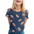 thumbnail image 1 of TSADFHJI Hauts pour Femmes Chics Imprimés Décontractés Manches Courtes Col Rond T-Shirt Blouse m Marine, 1 of 5