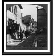 Historic Framed Print, Street scene in old Bellagio, Italy, 17-7/8" x 21-7/8"