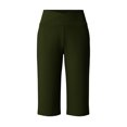 thumbnail image 7 of Vivianyn HD Women's High Waisted Bermuda Shorts, Cross Over Waistband Slim Fit Casual Knee Length Bottoms,Green,Size S-XXL, 7 of 7