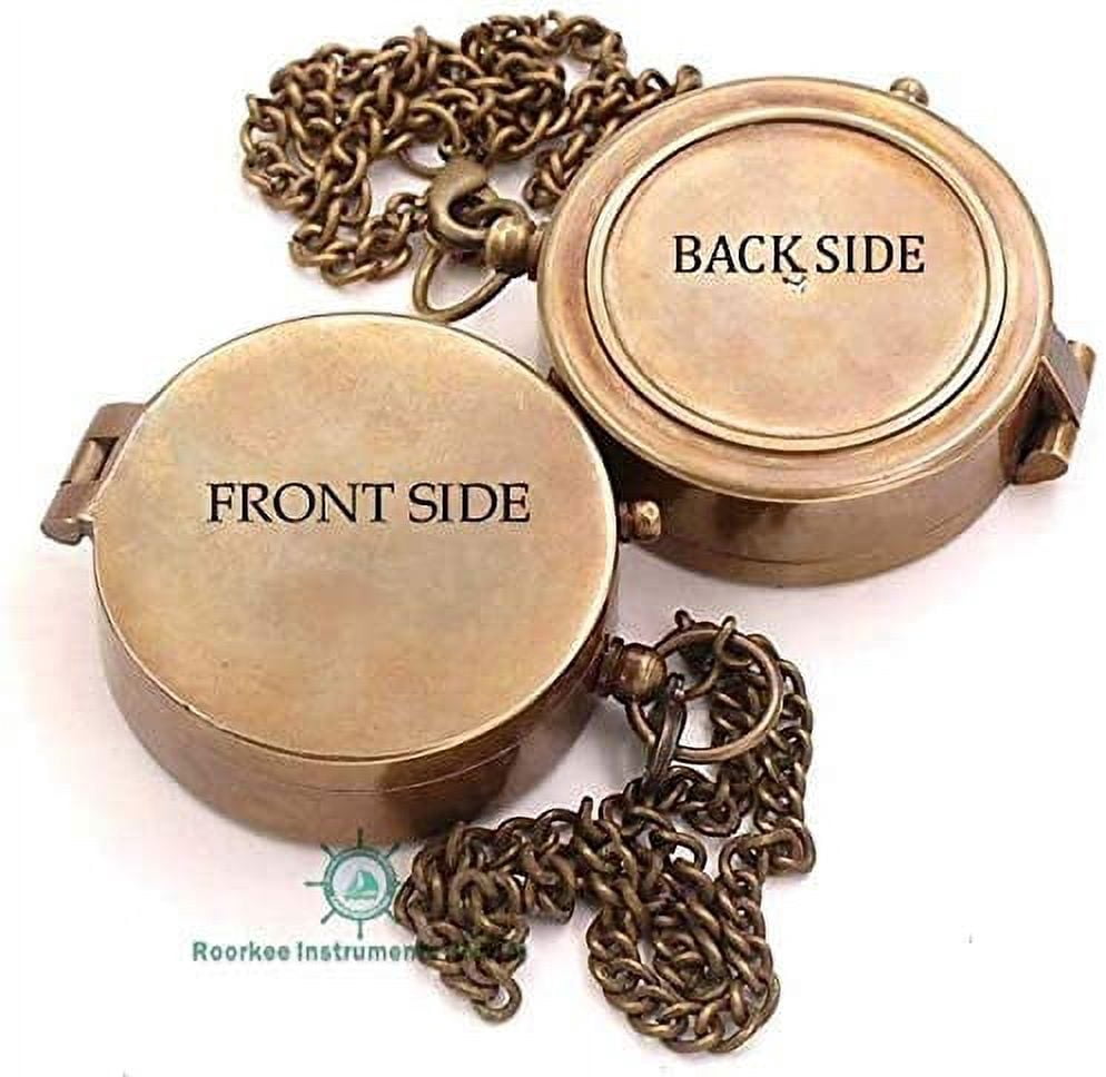 Roorkee Instruments India Pocket Brass Compass, Nautical Navy Compass for Camping, Hiking, Gift Compass for Wedding, Birthday, from Mom Dad with Indian Rosewood Case