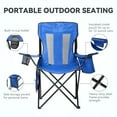 thumbnail image 3 of 2 Pack Outdoor Camping Chairs, Folding/Foldable/Portable Chairs with Cooler Pouch, Mesh Backrest and Cup Holder Pocket for Camping, Hiking, Beach, Blue, 3 of 5
