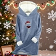 thumbnail image 4 of ShiShine Womens Sherpa Fleece Pullover Hoodie Christmas Wine Glass Santa Hat Glitter Print Long Hooded Top Winter Warm Loungewear, 4 of 6