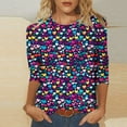 thumbnail image 3 of Tbopshirt Valentine's Day T-Shirts for Women 3/4 Sleeve Casual Crewneck Loose Graphic Tees Summer Plus Size Tops,S-XXXXXL, 3 of 5