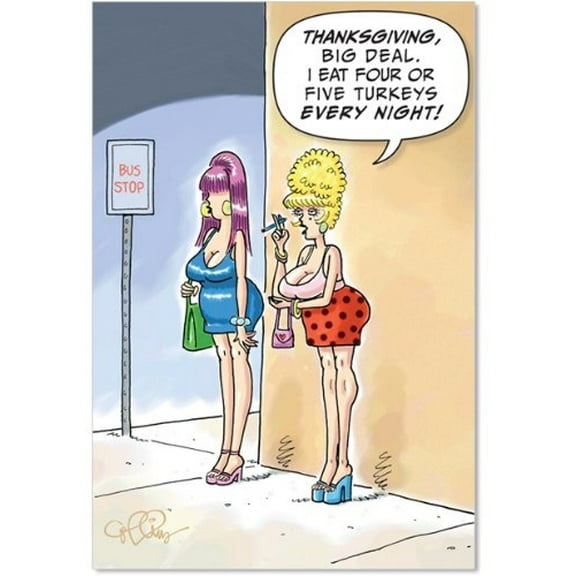 NobleWorks Funny Thanksgiving Greeting Card with 5 x 7 Inch Envelope (1 Card) Eat Turkey Every Night 1825