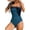 Dark Blue, variant on Women Swimsuit One Piece Bathing Suit Square Neck Cutout Back Tummy Control with Adjustable Spaghetti Straps Size M