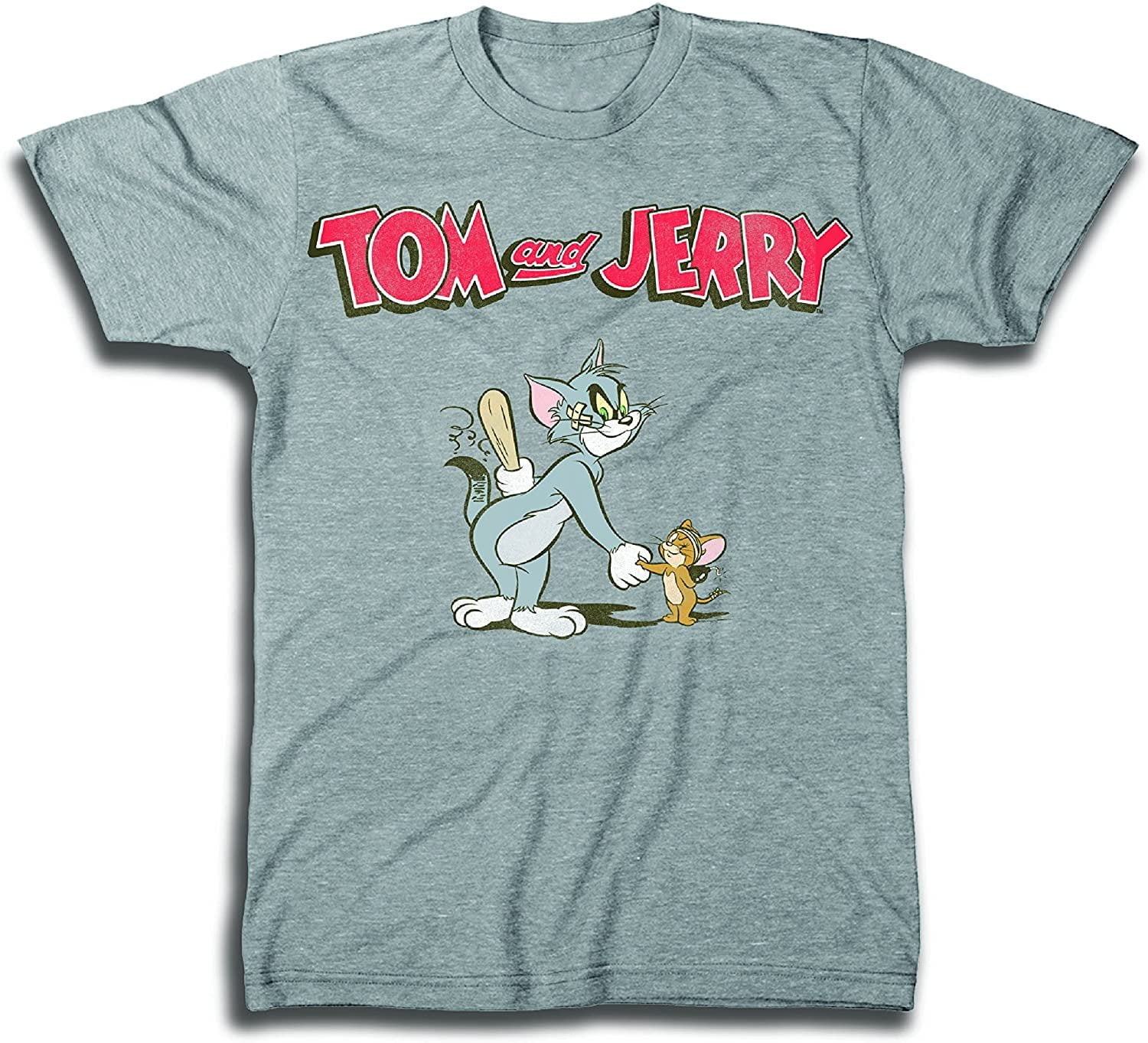 Mens Tom & Jerry Battle Shirt Classic HannaBarbera Tee Vintage Cartoon Chase TShirt