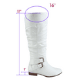 thumbnail image 2 of Bottes Cavalières à Fermeture Éclair pour Femmes, Hauteur Genou, Décontractées, Talon Plat Bas, Bottes d'Hiver, Chaussures ( Blanc, 11), 2 of 5