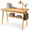 Wood, variant on Solid Wood Writing Desk with 2 Drawers and Storage Shelf, Mid-Century Modern Home Office Desk for Small Spaces and Study, Walnut