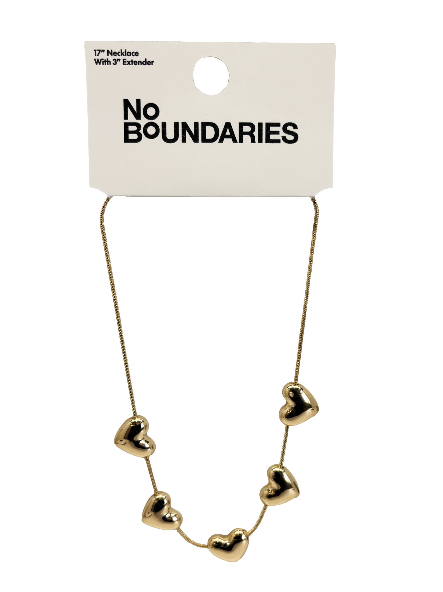 No Boundaries Gold-Tone Bubble Heart Station Necklace, Women’s