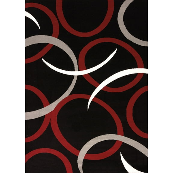 United Weavers Cristall Area Rug 580-10672 Remsen Grey Circles Curls 5' 3" x 7' 2" Rectangle