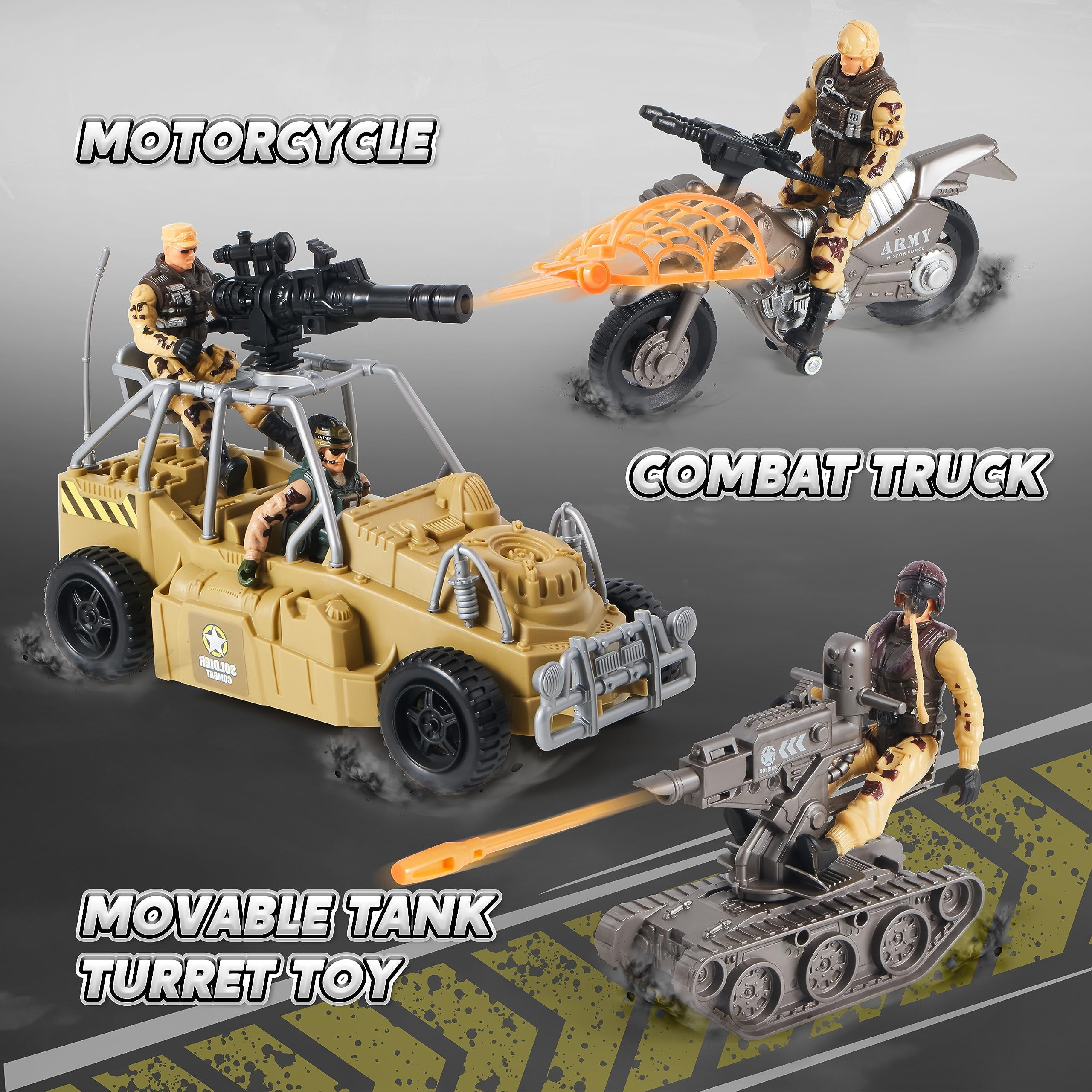 Joyfy 26pcs Military Base Toys Set for Kids, Army Men Action Figures and Weapon Gear Accessories Military Combat Toys, Great Christmas Birthday Gift for Boy
