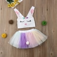 thumbnail image 3 of Coduop Toddler Baby Girls Easter Sequins Rabbit Vest Tops Tulle Short Skirt Set 1-5 Years, 3 of 6