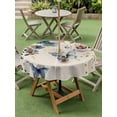 thumbnail image 4 of Outdoor Tablecloth with Umbrella Hole for Patio/Picnic/Party/Camping, Weeping Blue Floral Waterproof Table Cloth Round Cover Washable, Spring Butterflies Flowers Linen (Dia 60"), 4 of 8