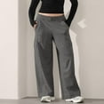 thumbnail image 2 of Bovemsi Casual Pants for Women Wide Leg Sweatpants Baggy Cargo Plus Size Straight Sweatpant With Pockets Y2K Beach Trousers, 2 of 7