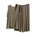 thumbnail image 3 of Htigea Pajama Sets for Women 2 Piece Lounge Set Short Sleeve Tops and Long Pants Soft Comfy Pjs Sleepwear Outfits Fall Savings Gray,L, 3 of 4