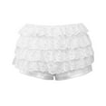thumbnail image 4 of OSOLU Solid Color Women Lace Mini Skirt Low Rise Micro Skirt Asymmetrical Ruffle Hem Flared Lingerie Short Skirts Everyday Comfort Versatile Bottoms, 4 of 4