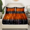 thumbnail image 3 of Orange and Black Ombre Full Sheets Black and Grey Gradient Bed Set, Sparkling Stars Bed Sheets Set Aesthetic Glowing Sheet Set, Modern Abstract Neon Bedding Set, 3 of 7