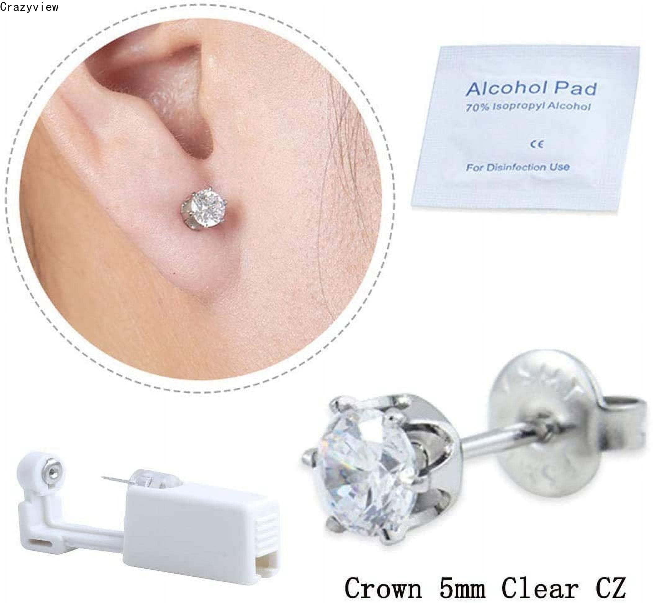 Crazyview 2-Pack-Self-Ear-Piercing-Gun-Earring-Disposable-Piercing-Kit-No-Pain-Easy-Use-Ear-Piercing-Gun-Kit-Tool-with-Stud-White