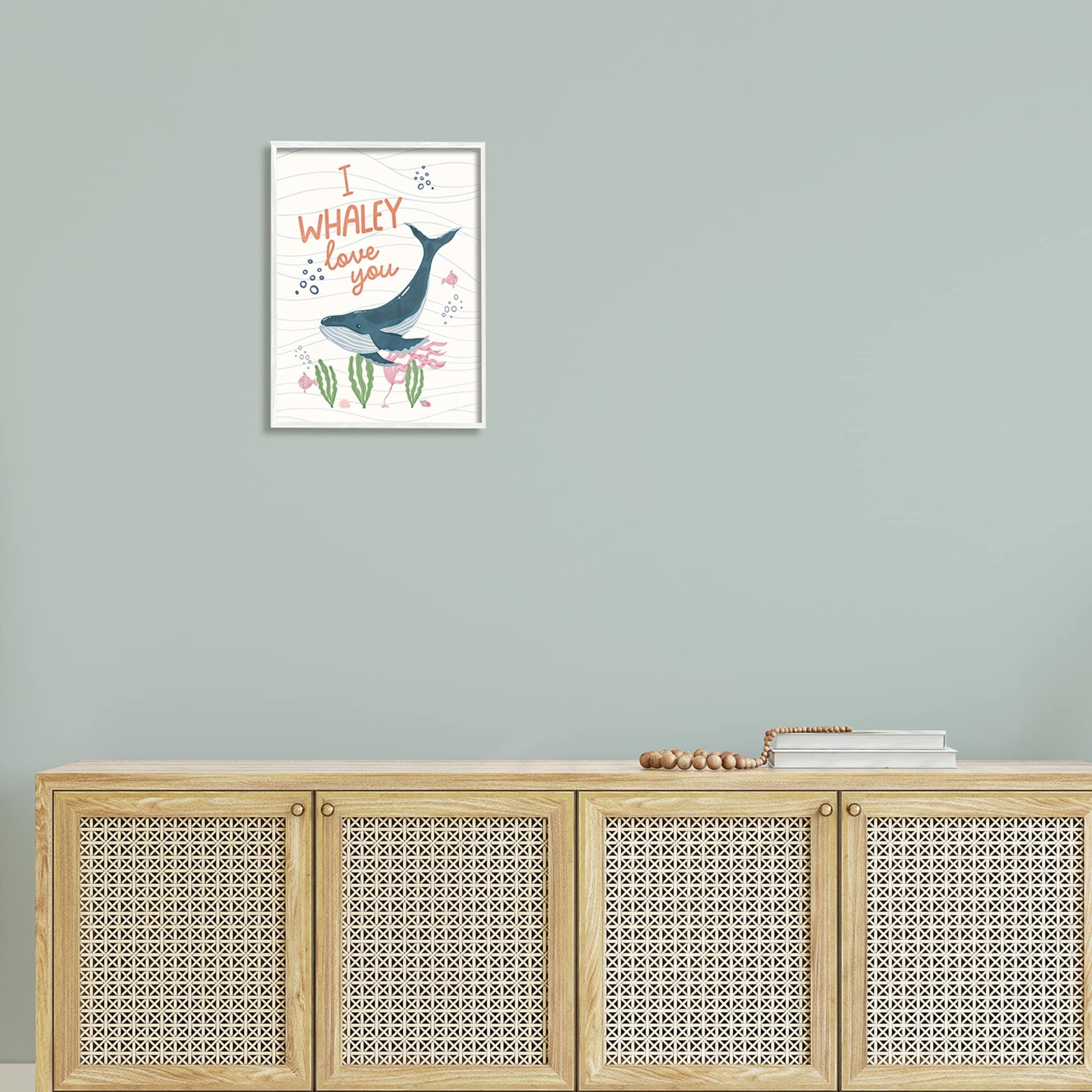 Stupell Industries Whaley Love You Typography Quirky Ocean Whale , 16 x 20, Design by Nina Blue