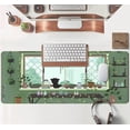 thumbnail image 4 of Kawaii Mouse Pad Cute Anime Cat Desk Mat Plant Green Cartoon Desk Pad Large Keyboard Pad Computer Mouse Pads for Women Desktop Office, Deskmat 31.5x11.8 in Stitched Edges with Non-Slip Desk Pads, 4 of 6