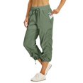 thumbnail image 3 of Pantalons Cargo Capris Légers pour Femmes Randonnée Extérieure Athlétique Séchage Rapide avec Poches Vert Armée TG, 3 of 10