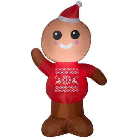 Gemmy Industries Airblown Inflatable Gingerbread Man 4ft Tall