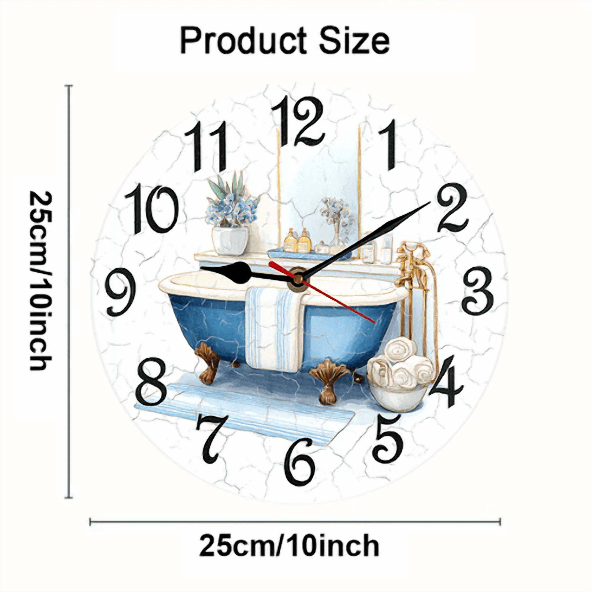 Kurmntregon Bathroom Wall Clock Bathtub Hot Tub Wooden Animal Toilet Silent Non Ticking Battery Operated Wood Clock For Bedroom Bathroom Living Room Office School Kitchen Round 10"