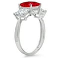 thumbnail image 2 of 2.5 ct Princess Cut Simulated Ruby 3 Stone 14K White Gold Womens Engagement Ring, 2 of 3