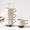 Aged Ivory with brown isolation, variant on Large Ceramic Coffee Mug Set Of 4 With Stand 15 Oz Stackable Different Embossment Ribbed Latte Cup For Cappuccino Tea Hot Cocoa D