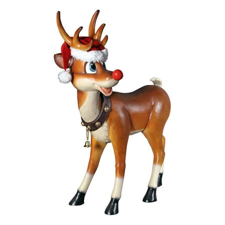 Santa's Christmas Red-Nosed Reindeer Statue