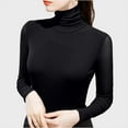 thumbnail image 5 of Women's High-Neck Fitted Mesh Long Sleeve Tops Turtleneck Undershirts Thermal Long Sleeve Soft Casual Fashion Pullover Black,Size XL, 5 of 7