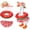Red, variant on KuKeDi 7 inch Mini Desk Goose Summer Outfit, Beach Clothes Set with Swimsuit, Hat, Sunglasses and Swim Ring