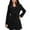 Black, variant on Women's Double Lapel Thigh Length Button Front Wool Coat with Belt - Blue M