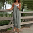 thumbnail image 2 of Purcolt Plus Size Jumpsuits for Women Summer Dressy Casual Spaghetti Straps Sleeveless Loose Boho Rompers Vintage Wide Leg Baggy Overalls with Pockets, 2 of 5