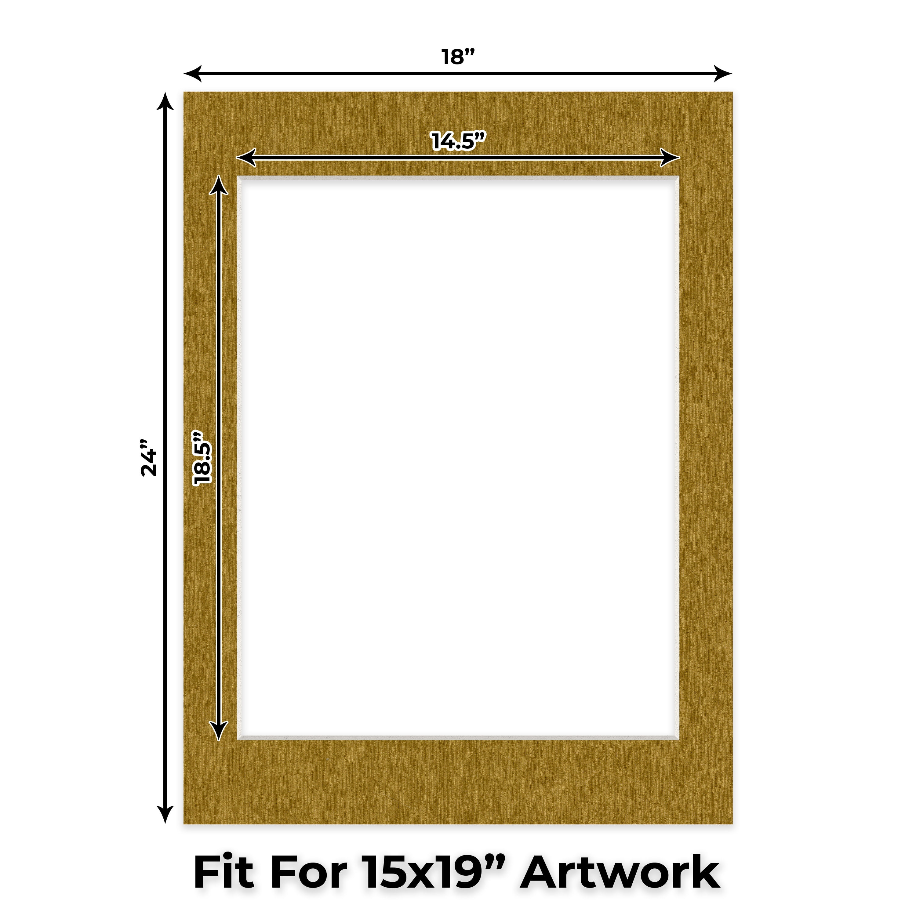 Metallic Gold Picture Frame Mat for 18x24 Frames - Fits 15x19 Photos - 1 Mat