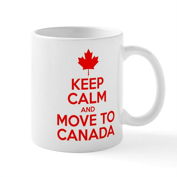 CafePress - Keep Calm And Move To Canada Mugs - 11 oz Ceramic Mug - Novelty Coffee Tea Cup