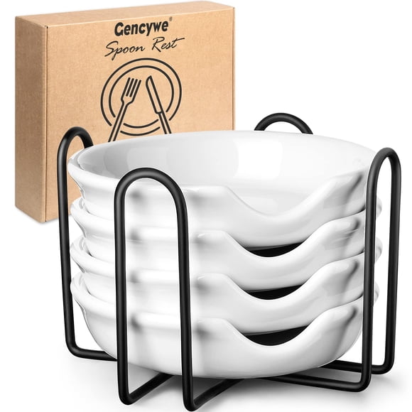 Soporte para cucharas de cerámica Gencywe con soporte de metal, paquete de 4 unidades para cocina