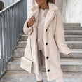 thumbnail image 5 of Skymirror Women Trench Coat Plush Thicken Overcoat Autumn Winter Single-breasted Teddy Jacket Long Style Outwear Streetwear, 5 of 7