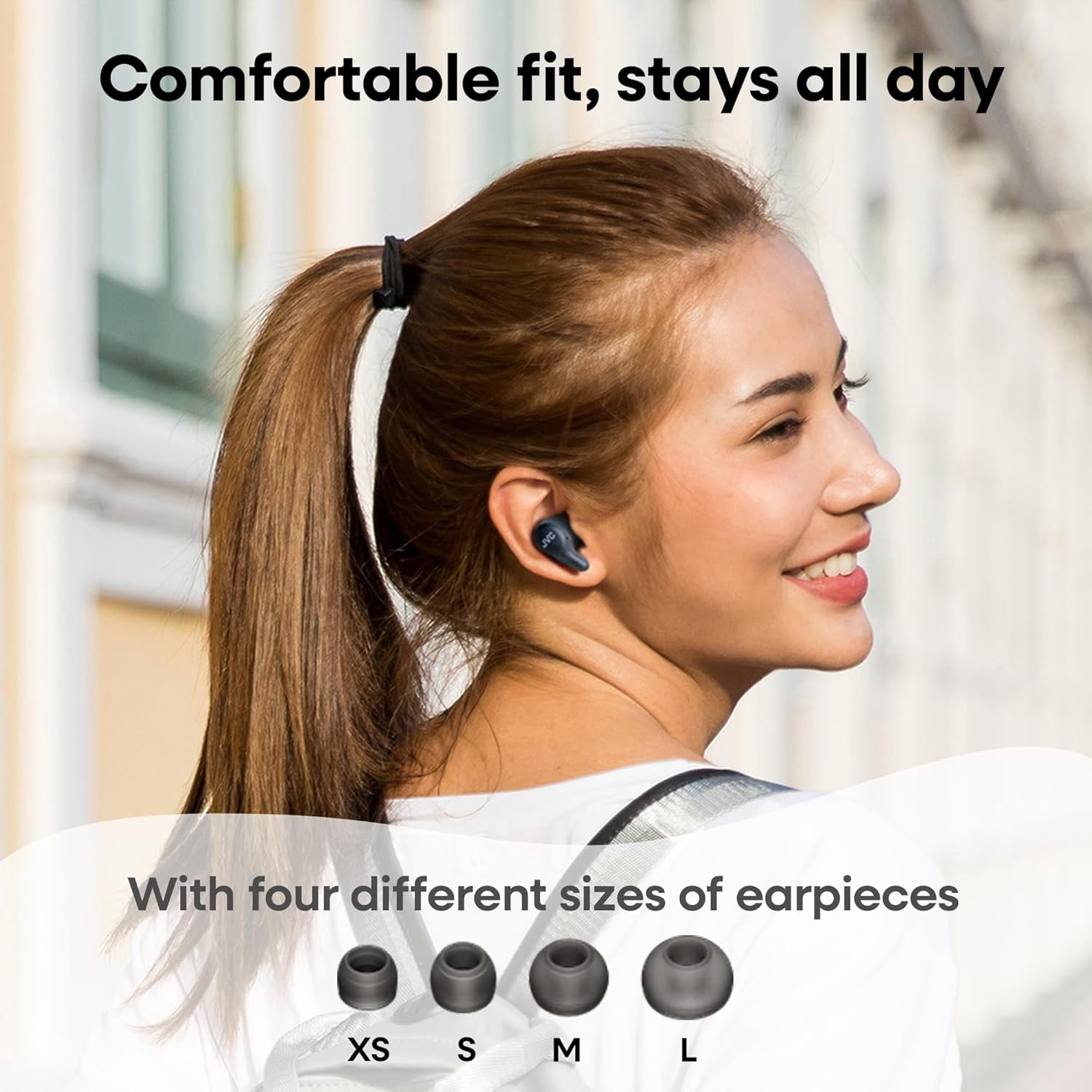 JVC Gumy Premium True Wireless Earbuds Noise Cancelling, Bluetooth 5.4 Headphones 26H Battery, ANC Ambient Mode, Gaming Low Latency, USB-C Case