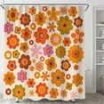 thumbnail image 3 of Retro Flowers Shower Curtain, Groovy Brown Orange Sun Flower Vintage 70s Fabric Shower Curtains Set for Bathroom Funky Hippie 1970 Boho Yellow Floral Decoration with Hooks 72 X 72 inch Bath Decor, 3 of 6