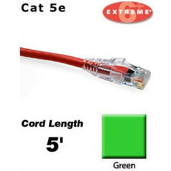 Leviton 5D460-5G 5-Foot GigaMax 5e SlimLine Patch Cord - Green