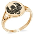 thumbnail image 1 of Stainless Steel Scarab Beetle Sacred Sun Minimalist Oval Top Polished Statement Signet Ring, 1 of 1