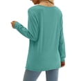 thumbnail image 4 of Tops plisados de manga larga para mujer, transpirables, suaves, cómodos, lavables a máquina, tops de manga larga para uso diario al aire libre, verde oscuro XL, 4 of 6