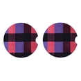 thumbnail image 4 of Round Ceramic Car Coasters 2 Pack Absorptive Clean Cork Bottom For Anti-Slip Use On Most Cars Palevioletred Buffalo Plaid Check Tartan Scotland_1, 4 of 8
