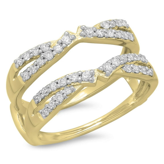 Dazzlingrock Collection 0.50 Carat (ctw) 14K Round Diamond Ladies Wedding Swirl Double Guard Ring 1/2 CT, Yellow Gold, Size 5.5